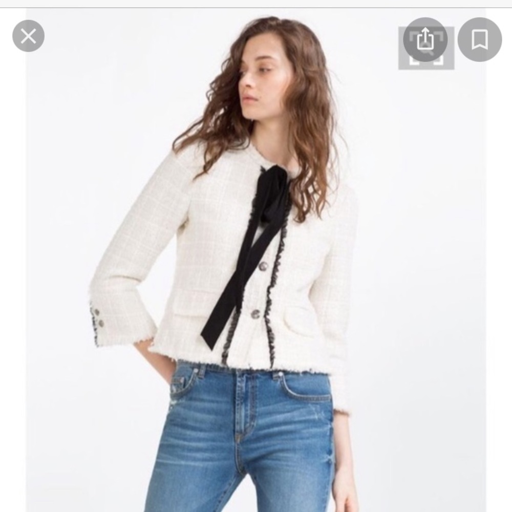 Zara tweets chic blazer with bow/ new